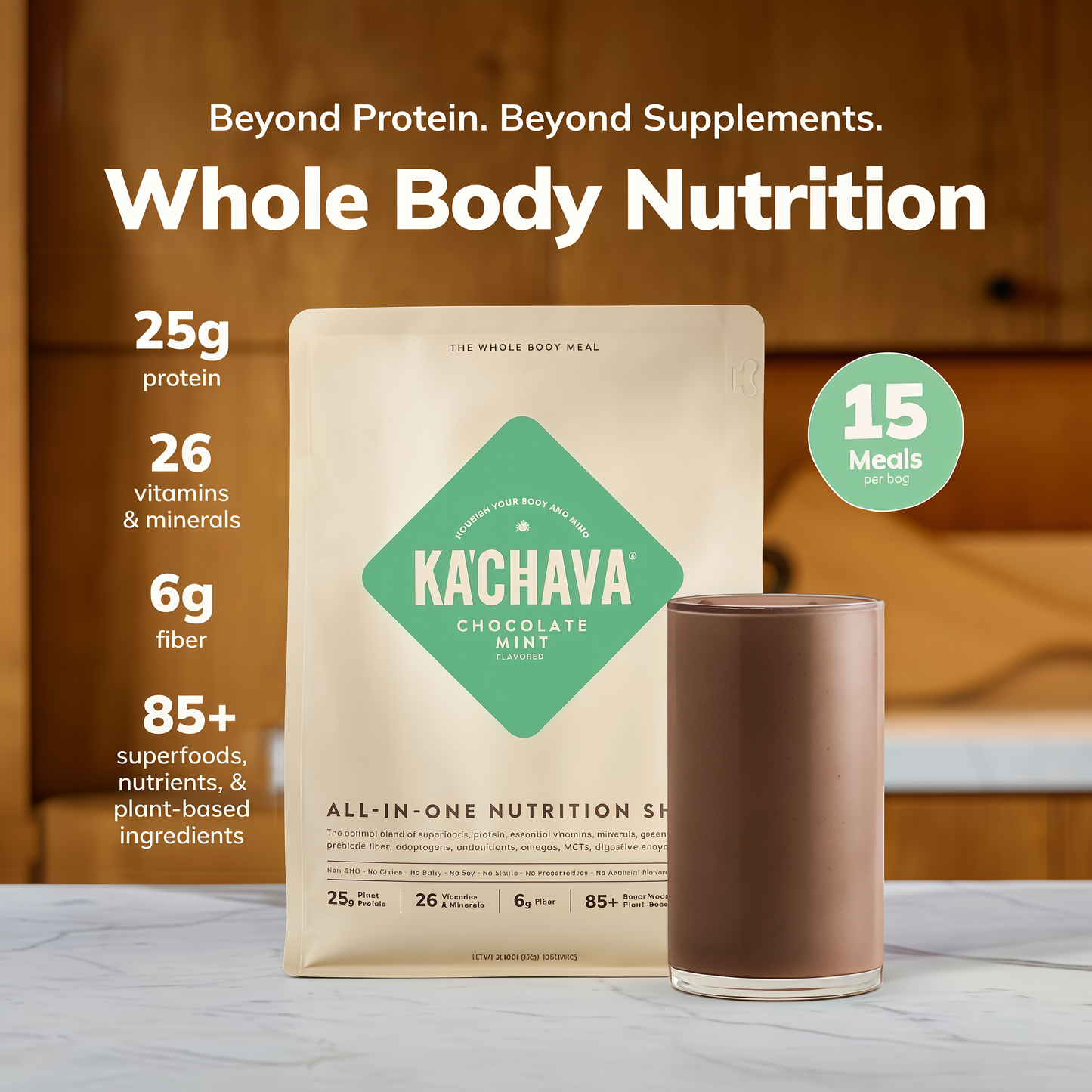 Ka’Chava Whole Body Meal Shake with Probiotics  Digestive Enzymes Gluten  Dairy Free